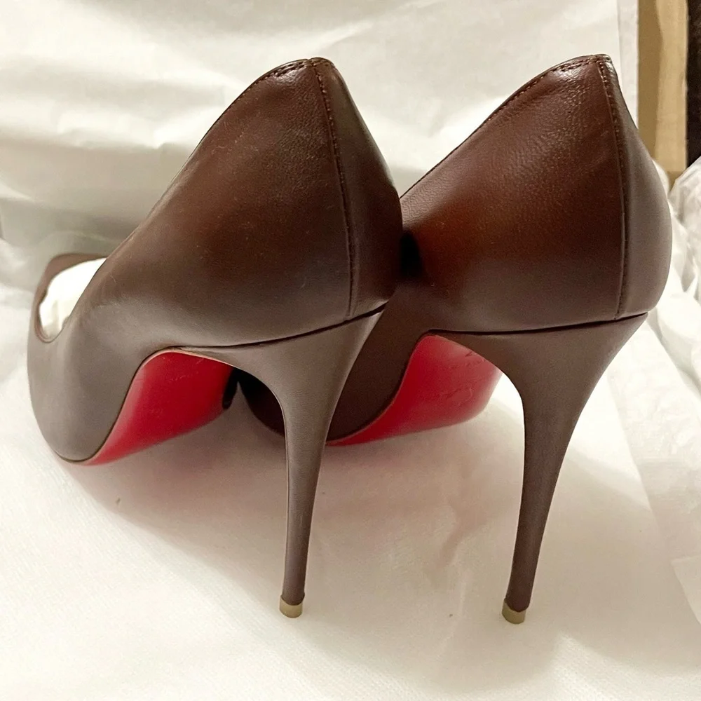 Christian Louboutin Kate 100mm. Napa lux supple leather chocolate brown EU37 - Picture 8 of 12